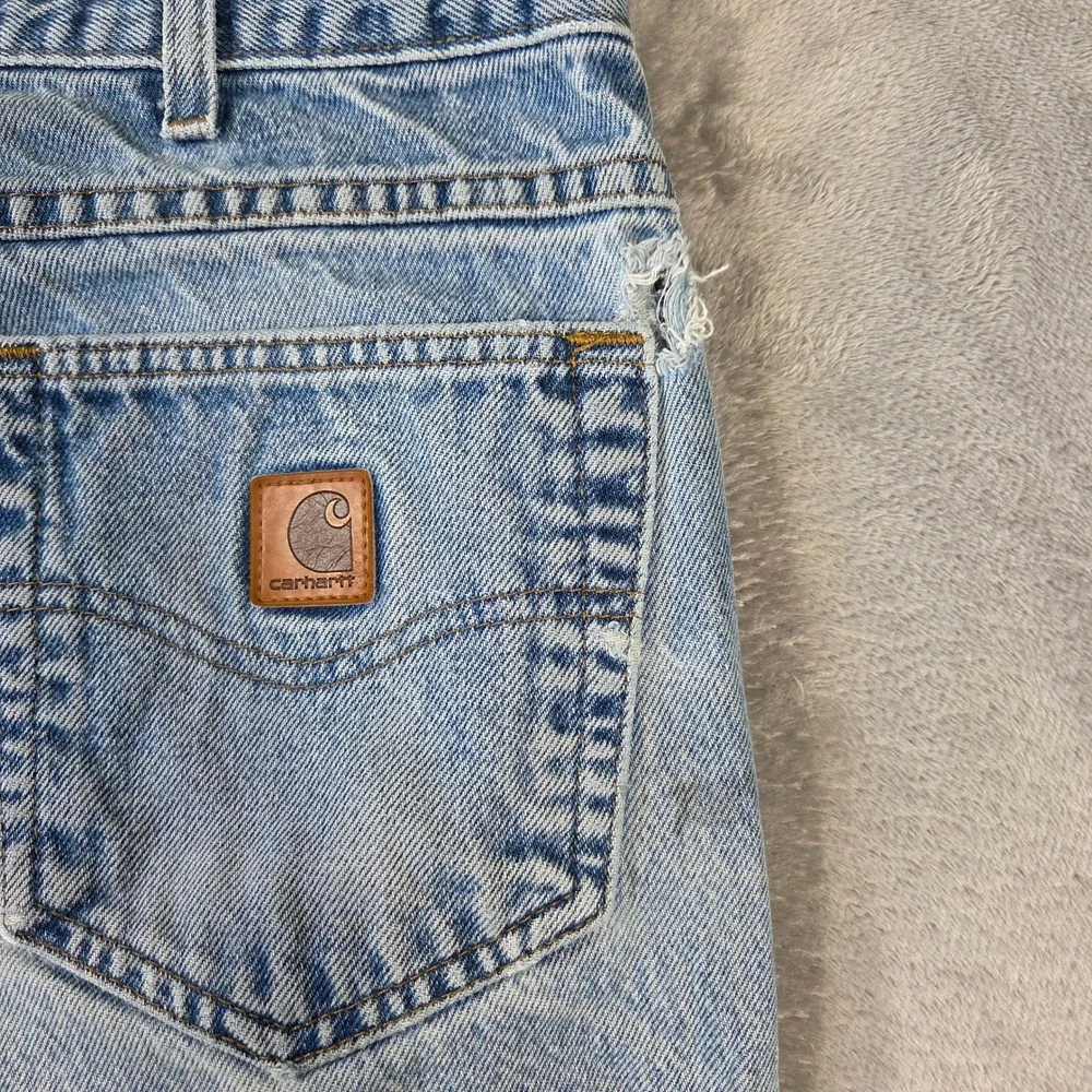 Vtg Carhartt B17 DST Relaxed Fit Jeans Mens 36x36 Light Wash Blue Denim Workwear